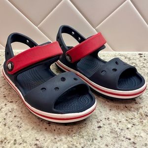 Crocs Bayaband velcro sandals toddler boy navy red